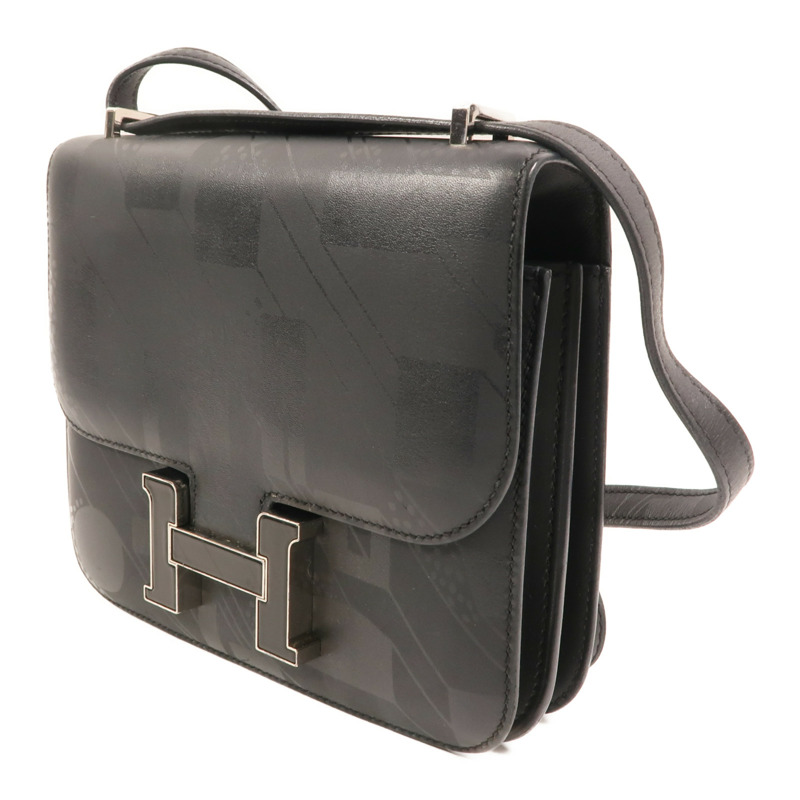 HERMES Sombrero皮革Constance On A Summer Night銀扣肩背袋Noir-2