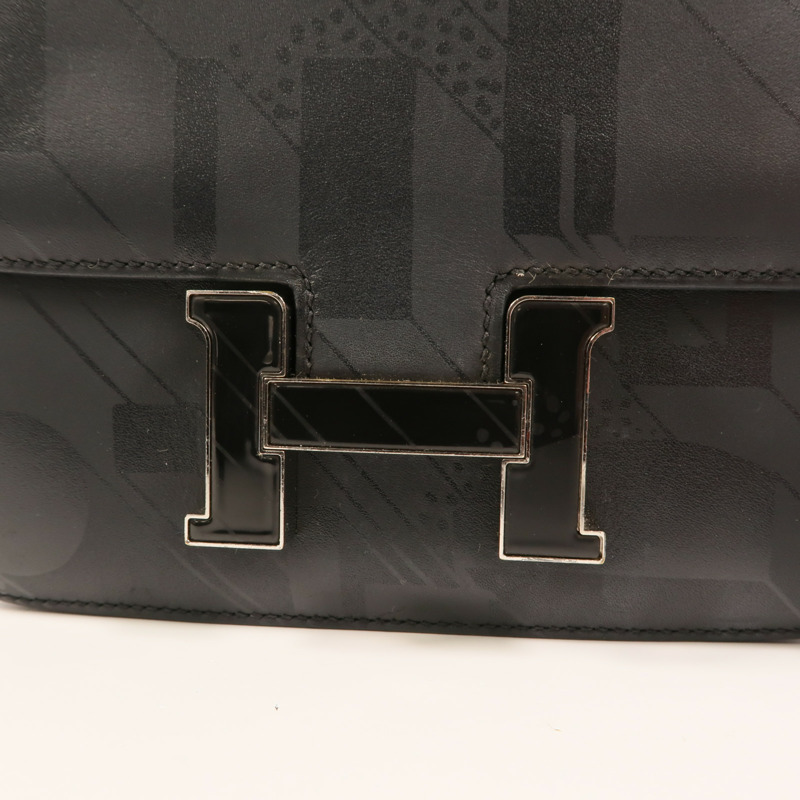 HERMES Sombrero皮革Constance On A Summer Night銀扣肩背袋Noir-9