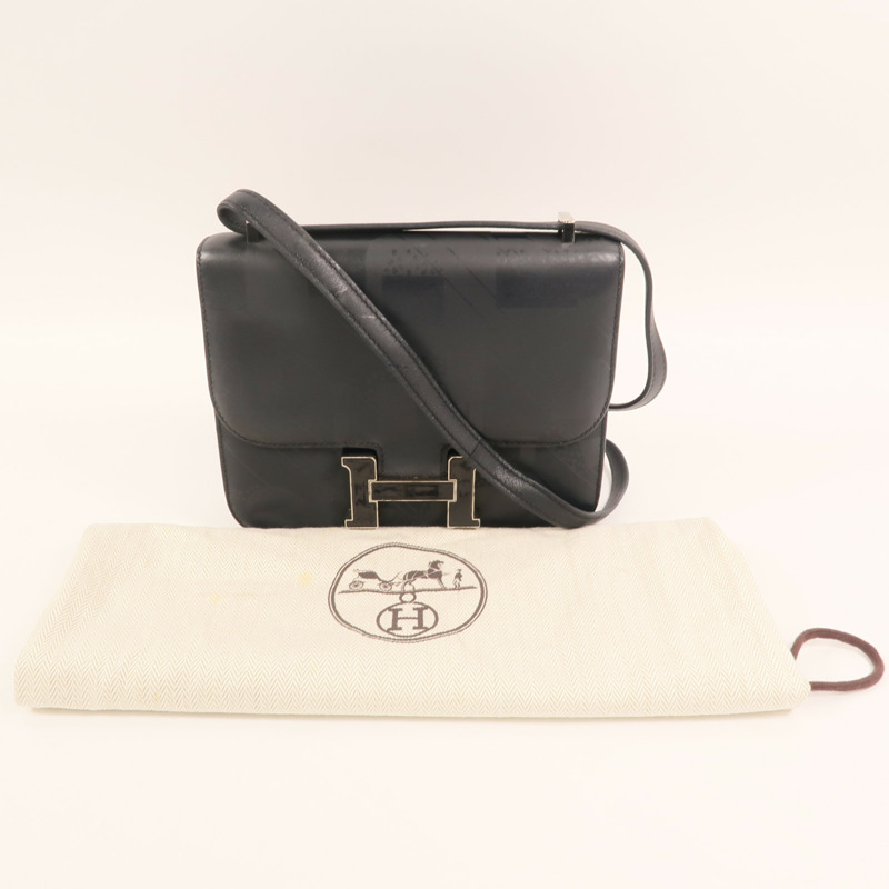HERMES Sombrero皮革Constance On A Summer Night銀扣肩背袋Noir-10