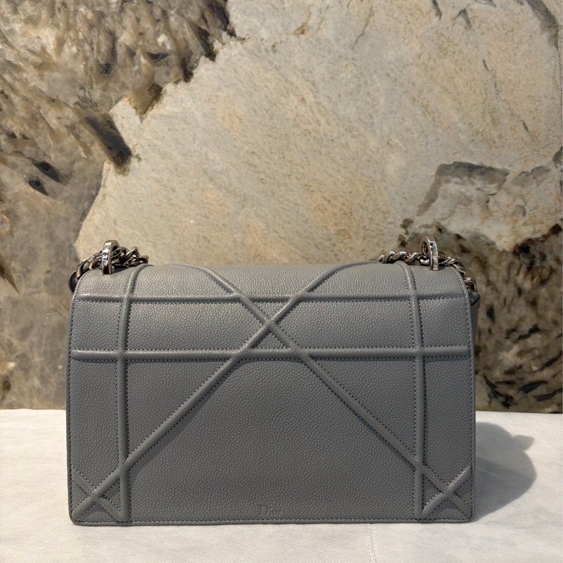 Dior 灰牛皮銀釦DIORMA斜背包-2
