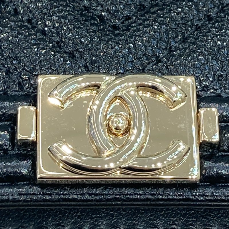 CHANEL 香奈兒 WOC BOY MINI 銀鍊側背包 魚子醬皮革 黑色 銀釦-14