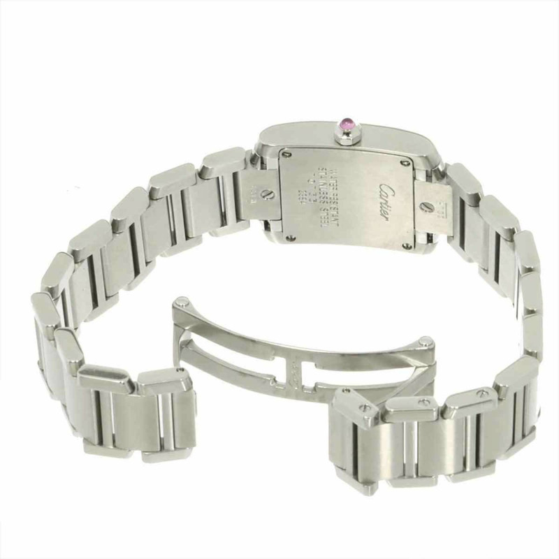 卡地亞 Tank Française SM W51028Q3 女士粉紅貝殼石英腕錶-2