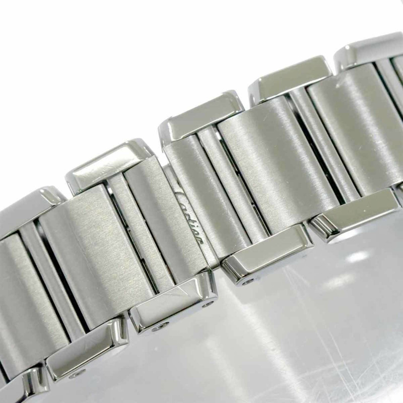 卡地亞 Tank Française SM W51028Q3 女士粉紅貝殼石英腕錶-4