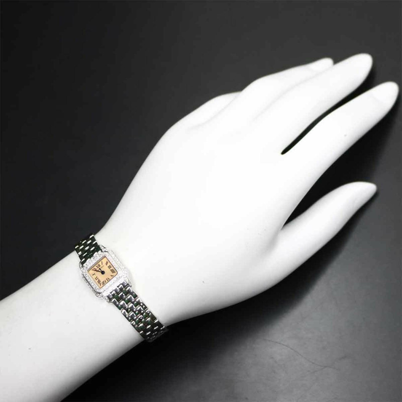 卡地亞迷你獵豹系列 WF3244F3 女士腕錶，鑲鑽錶圈，18K 玫瑰金/白金錶殼，實心金石英機芯-2