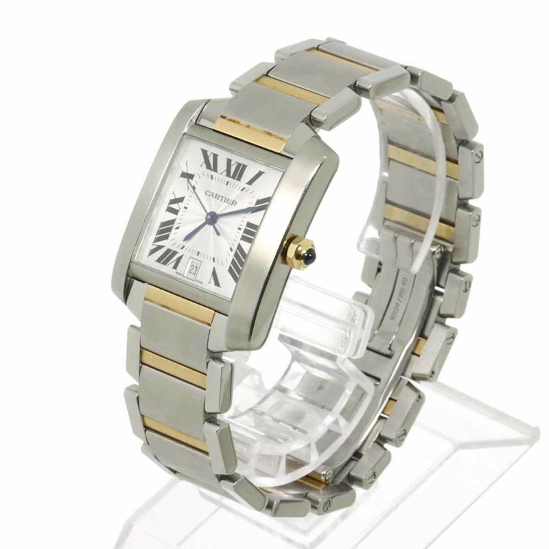 卡地亞 Tank Française LM 雙色腕錶 W51005Q4 男士銀色黃金自動腕錶-2