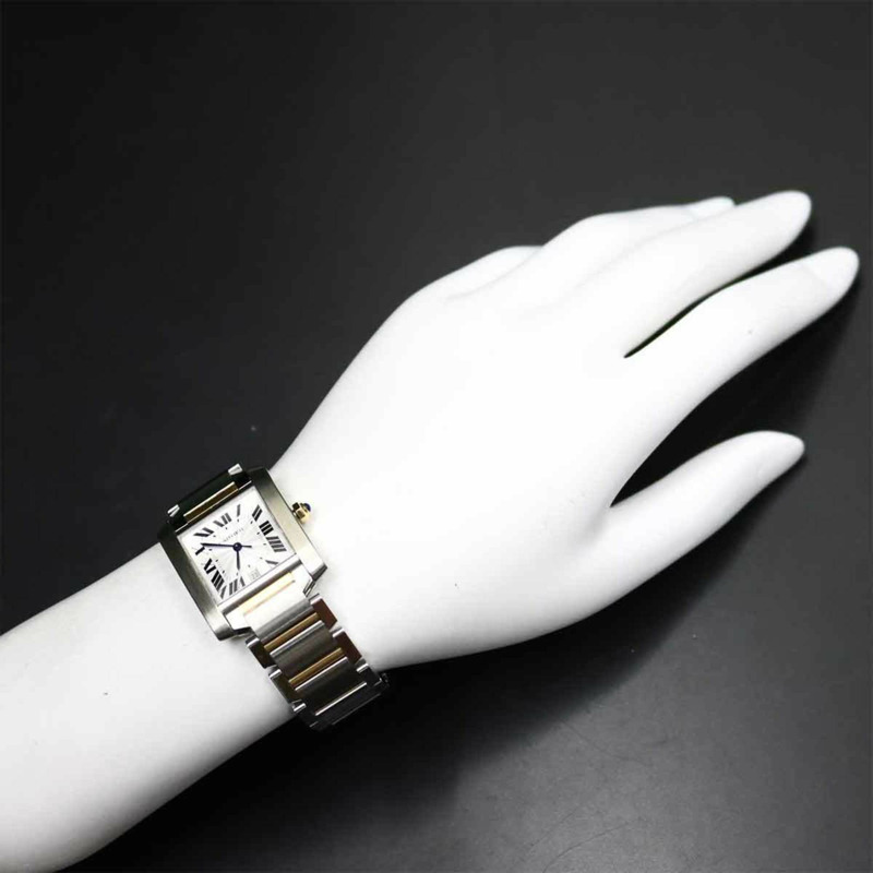 卡地亞 Tank Française LM 雙色腕錶 W51005Q4 男士銀色黃金自動腕錶-3