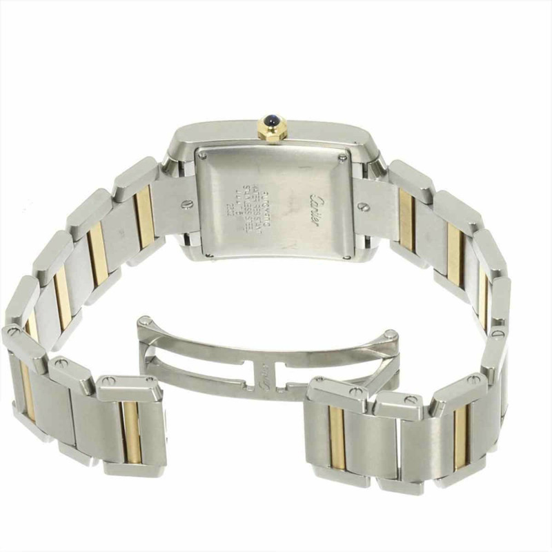 卡地亞 Tank Française LM 雙色腕錶 W51005Q4 男士銀色黃金自動腕錶-4