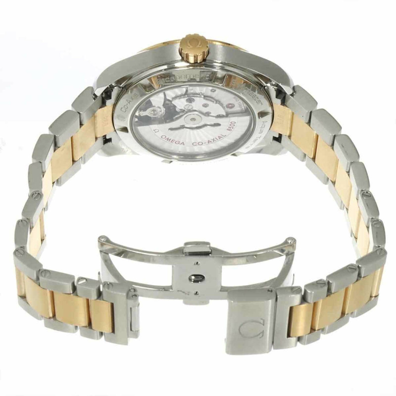 歐米茄海馬系列Aqua Terra雙色男錶231 20 39 21 55 001，鑲嵌11顆鑽石，日期顯示，白色錶殼，18K玫瑰金自動上鍊機芯-3