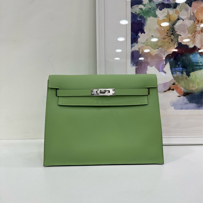 Hermes愛馬仕kellydanse 酪梨綠銀扣 B刻 有購證-1