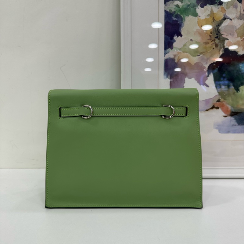 Hermes愛馬仕kellydanse 酪梨綠銀扣 B刻 有購證-3