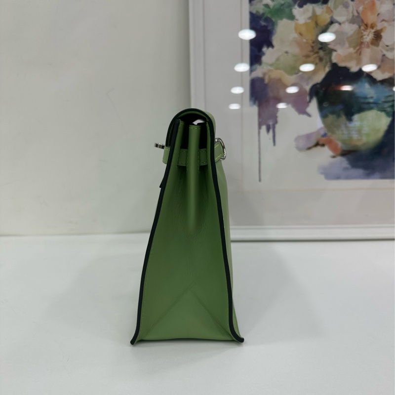 Hermes愛馬仕kellydanse 酪梨綠銀扣 B刻 有購證-4