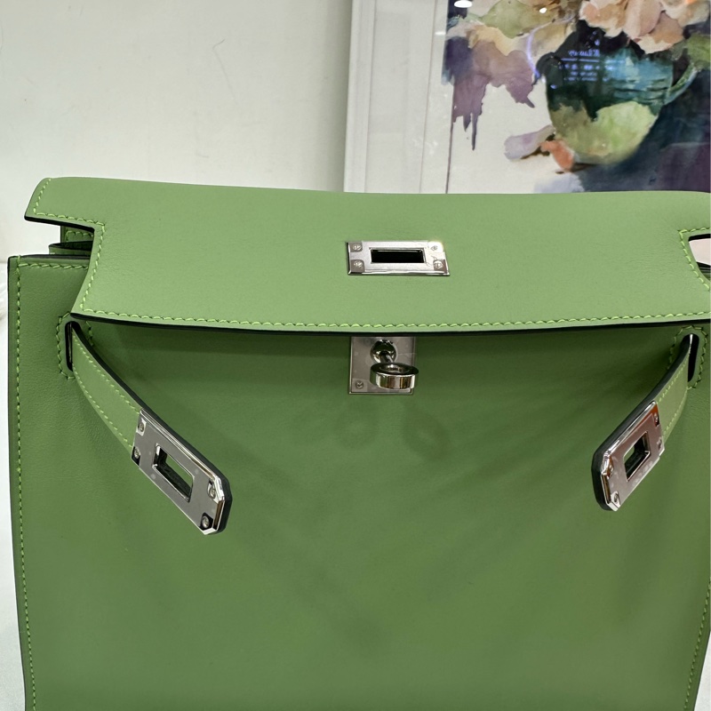 Hermes愛馬仕kellydanse 酪梨綠銀扣 B刻 有購證-7