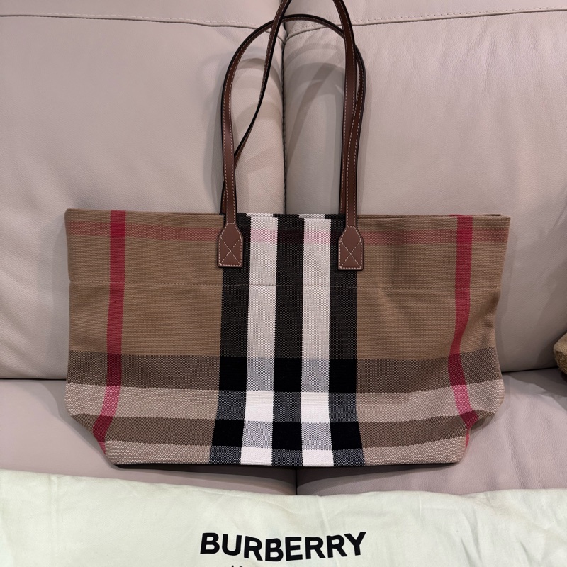 Burberry 巴寶莉 經典格紋 tote bag/托特包/98新美品-2