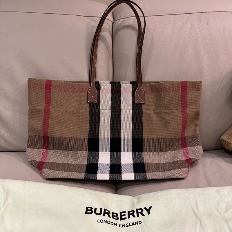Burberry 巴寶莉 經典格紋 tote bag/托特包/98新美品-6