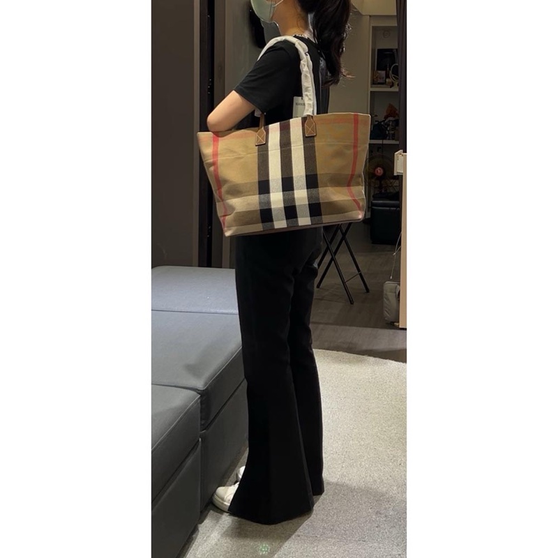 Burberry 巴寶莉 經典格紋 tote bag/托特包/98新美品-8