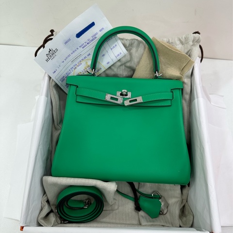 Hermes 愛馬仕 kelly25 薄荷綠銀扣 swift皮 B刻 有購證