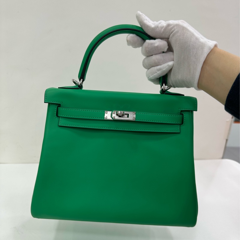 Hermes 愛馬仕 kelly25 薄荷綠銀扣 swift皮 B刻 有購證-6