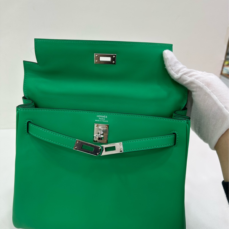 Hermes 愛馬仕 kelly25 薄荷綠銀扣 swift皮 B刻 有購證-7