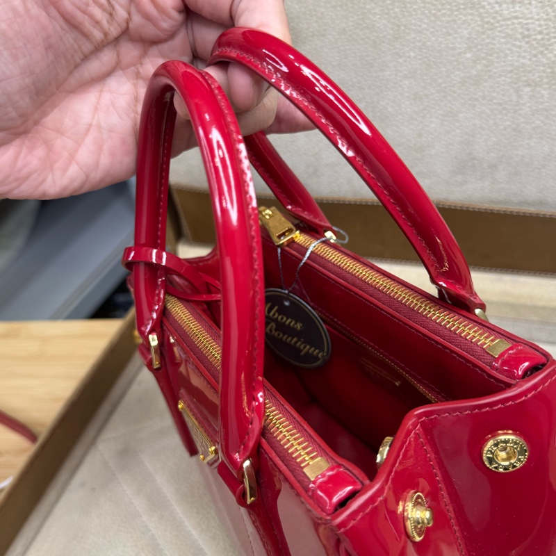 上架中🔑Prada 迷你紅色漆皮手提/斜背包-14