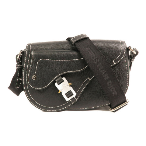 Dior 牛皮皮革Saddle Grained銀扣肩背袋