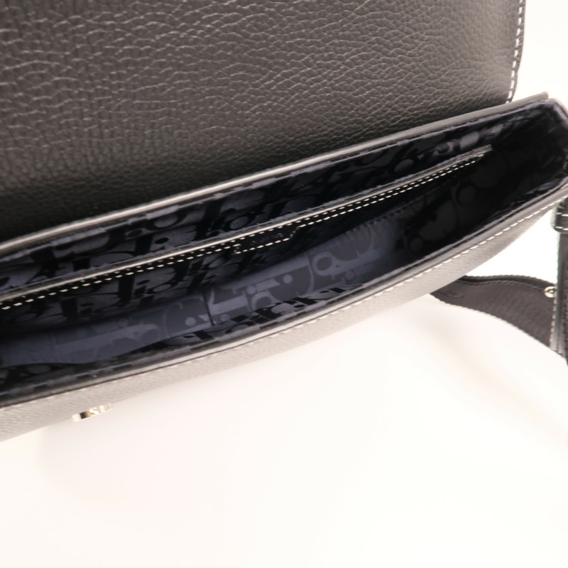 Dior 牛皮皮革Saddle Grained銀扣肩背袋-4