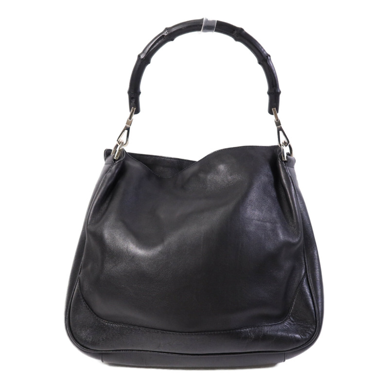 GUCCI 牛皮皮革Vintage Bamboo Bag銀扣肩背袋-1