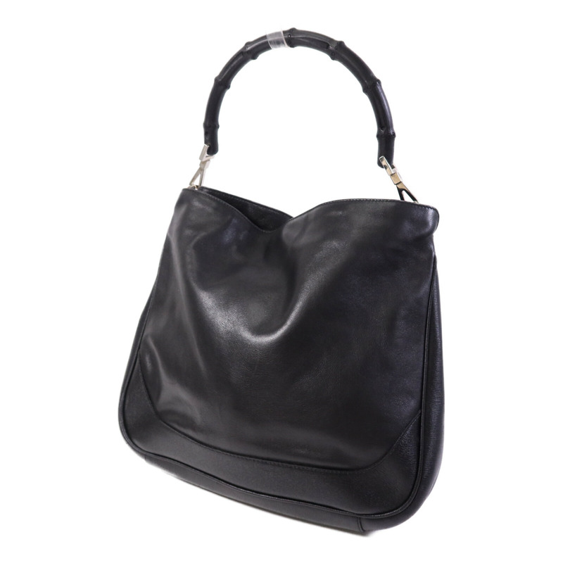 GUCCI 牛皮皮革Vintage Bamboo Bag銀扣肩背袋-2