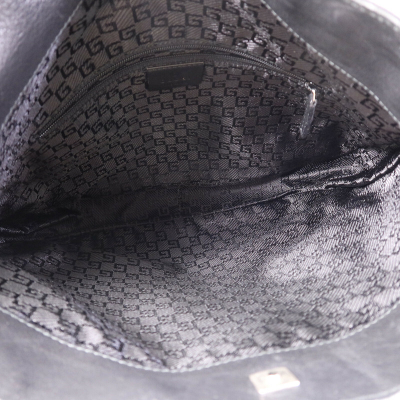 GUCCI 牛皮皮革Vintage Bamboo Bag銀扣肩背袋-4