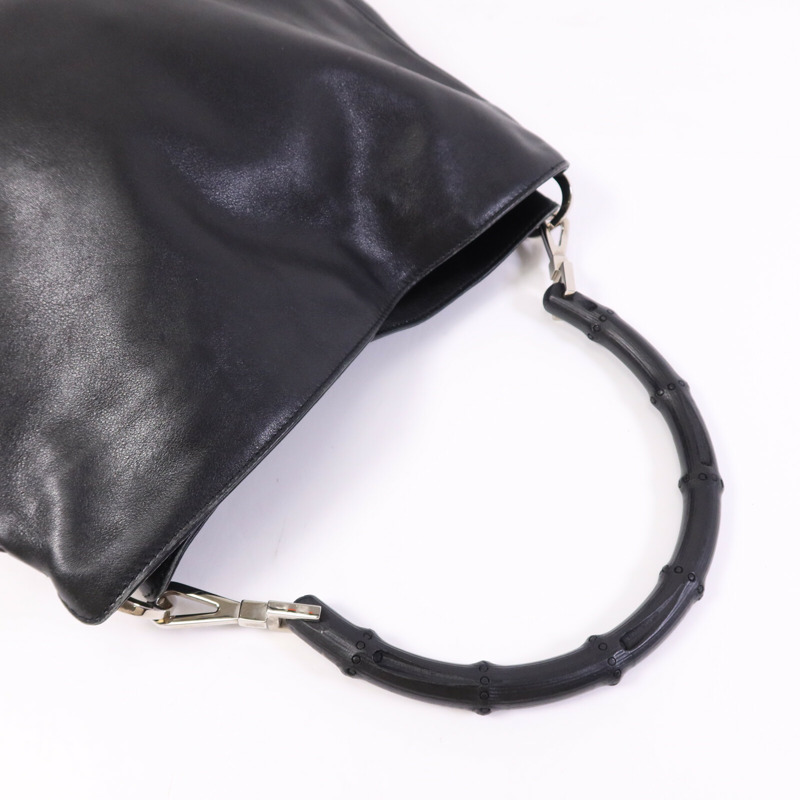 GUCCI 牛皮皮革Vintage Bamboo Bag銀扣肩背袋-8