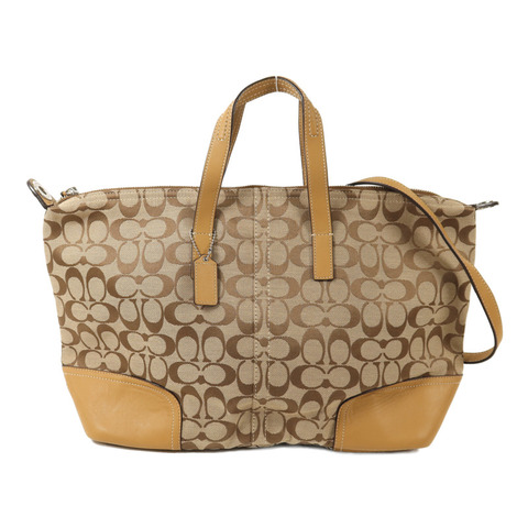 COACH 帆布2 Way Shoulder銀扣手挽肩背兩用袋