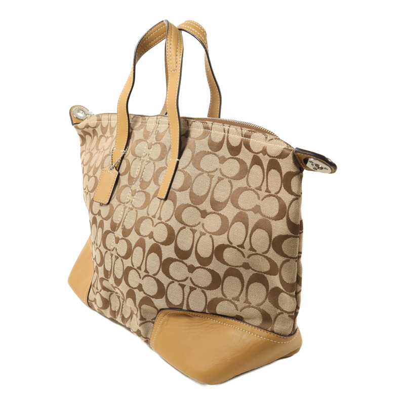 COACH 帆布2 Way Shoulder銀扣手挽肩背兩用袋-2