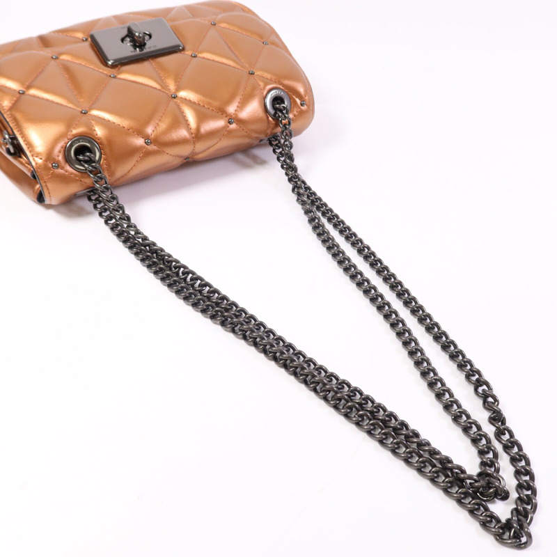 COACH 牛皮皮革Chain Shoulder鏈帶肩背袋-7