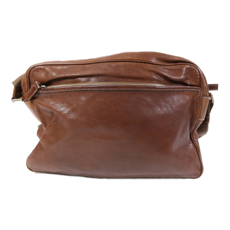 PRADA 牛皮皮革Shoulder Bag銀扣肩背袋-1