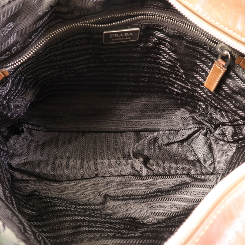 PRADA 牛皮皮革Shoulder Bag銀扣肩背袋-4