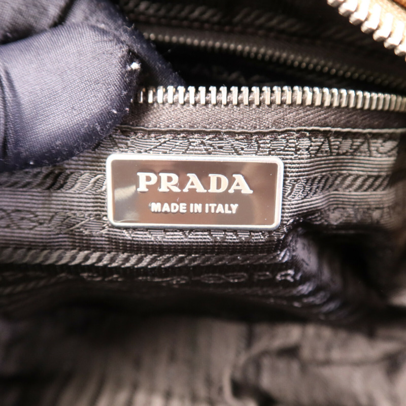 PRADA 牛皮皮革Shoulder Bag銀扣肩背袋-6