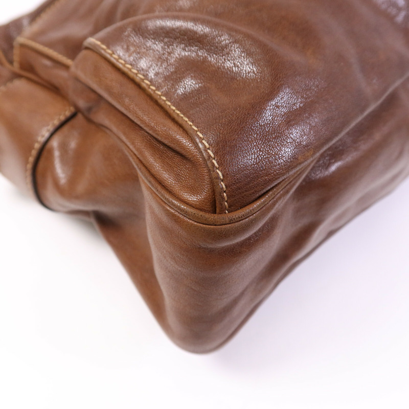 PRADA 牛皮皮革Shoulder Bag銀扣肩背袋-10