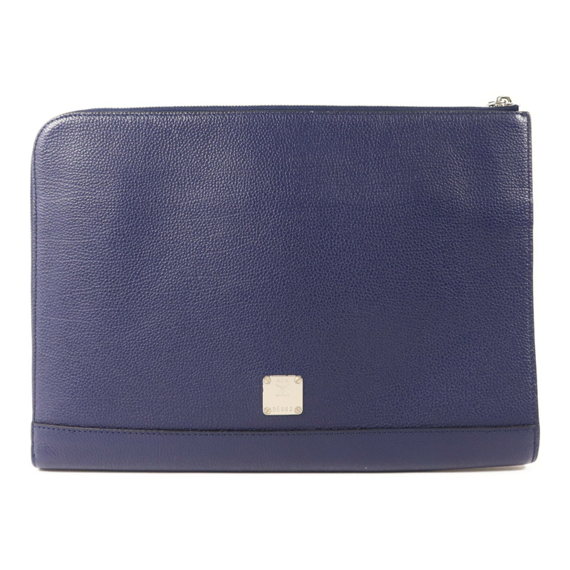 MCM 牛皮皮革Pouch銀扣手拿包-1