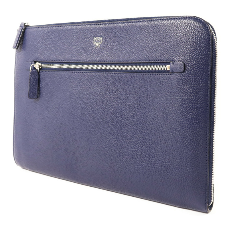 MCM 牛皮皮革Pouch銀扣手拿包-2