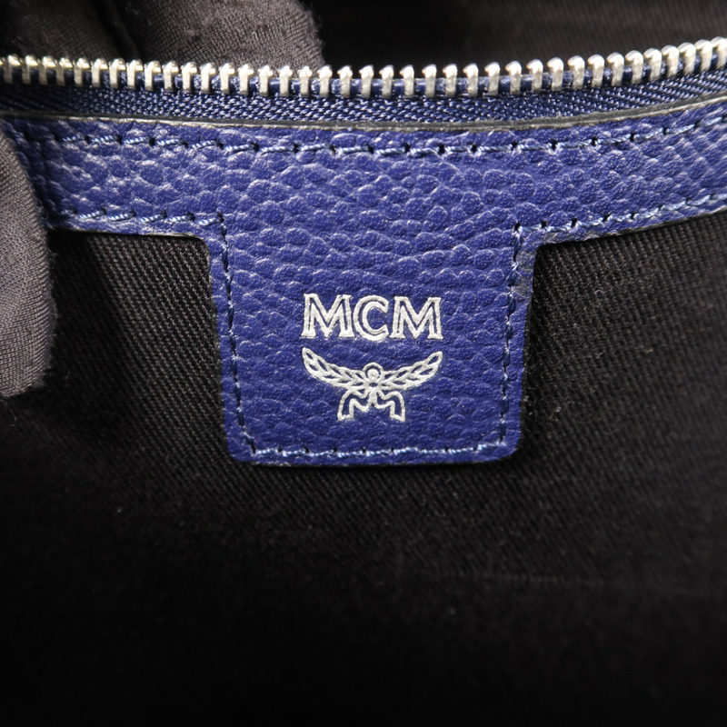 MCM 牛皮皮革Pouch銀扣手拿包-5