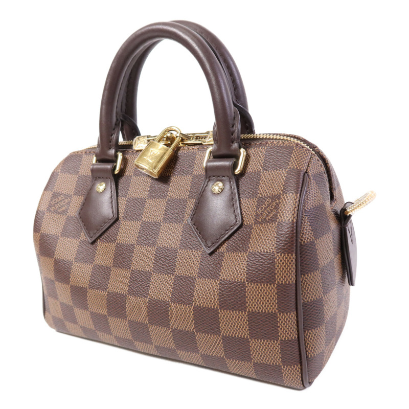 LOUIS VUITTON Damier Speedy Bandouliere 20金扣手挽肩背兩用袋-2