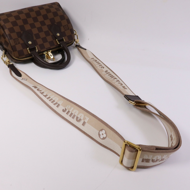 LOUIS VUITTON Damier Speedy Bandouliere 20金扣手挽肩背兩用袋-7