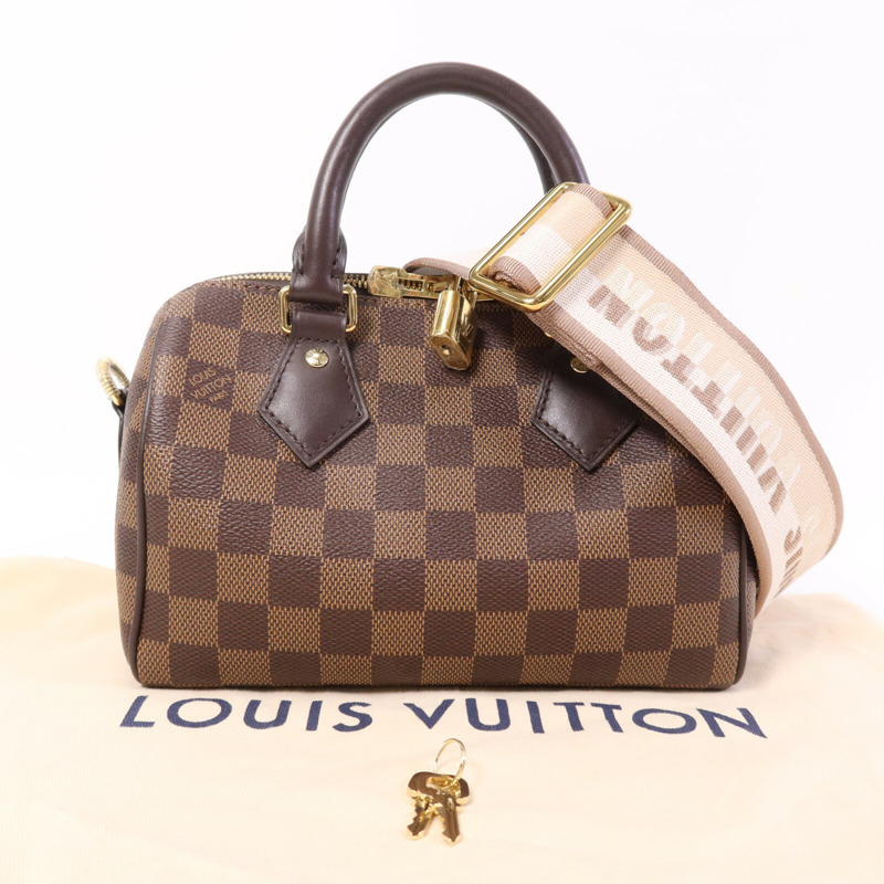 LOUIS VUITTON Damier Speedy Bandouliere 20金扣手挽肩背兩用袋-8