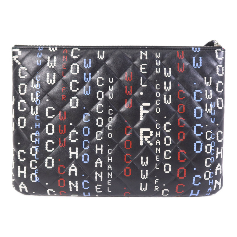 CHANEL 羊皮皮革Pouch銀扣手拿包-2