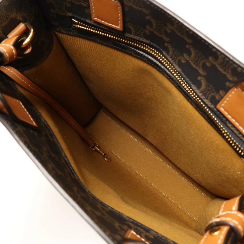 CELINE 塗層帆布Triomphe Cabas金扣手挽肩背兩用袋-4