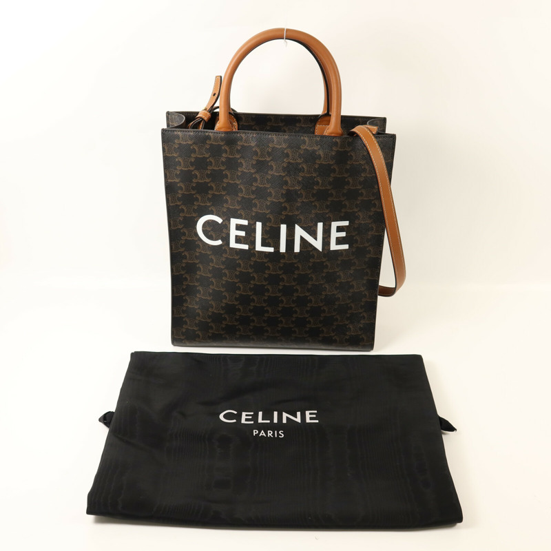 CELINE 塗層帆布Triomphe Cabas金扣手挽肩背兩用袋-8