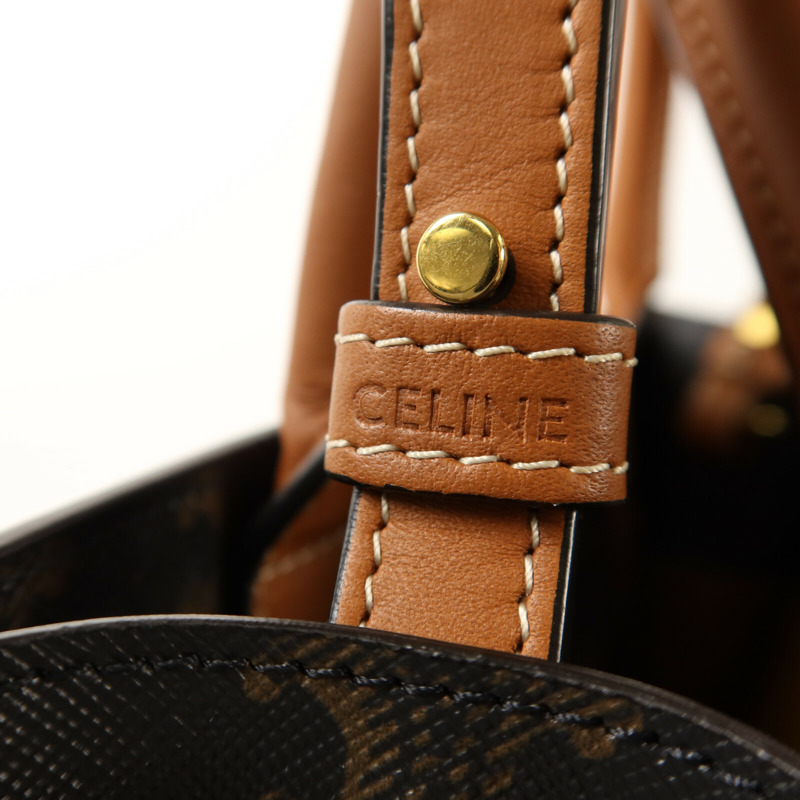 CELINE 塗層帆布Triomphe Cabas金扣手挽肩背兩用袋-9