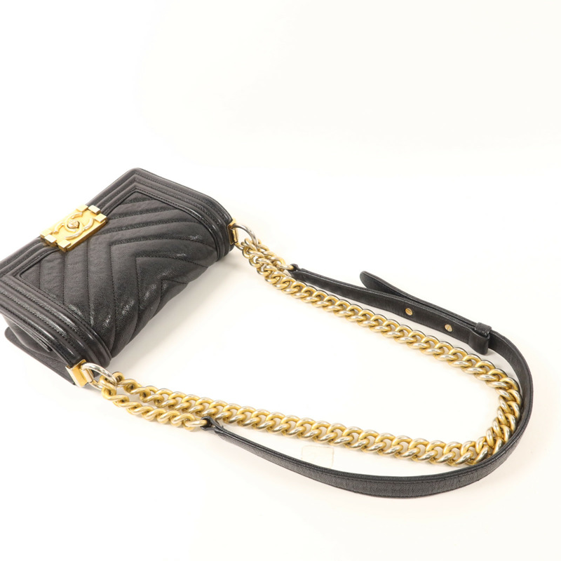 CHANEL 牛皮皮革Boy 20金扣鏈帶肩背袋-8
