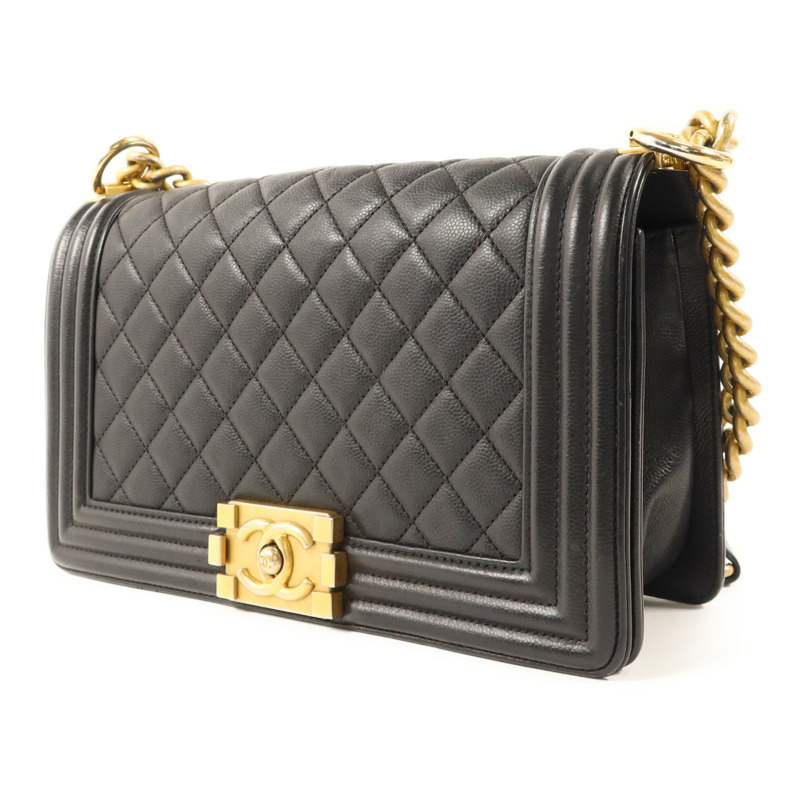 CHANEL 牛皮皮革Boy25金扣鏈帶肩背袋-2