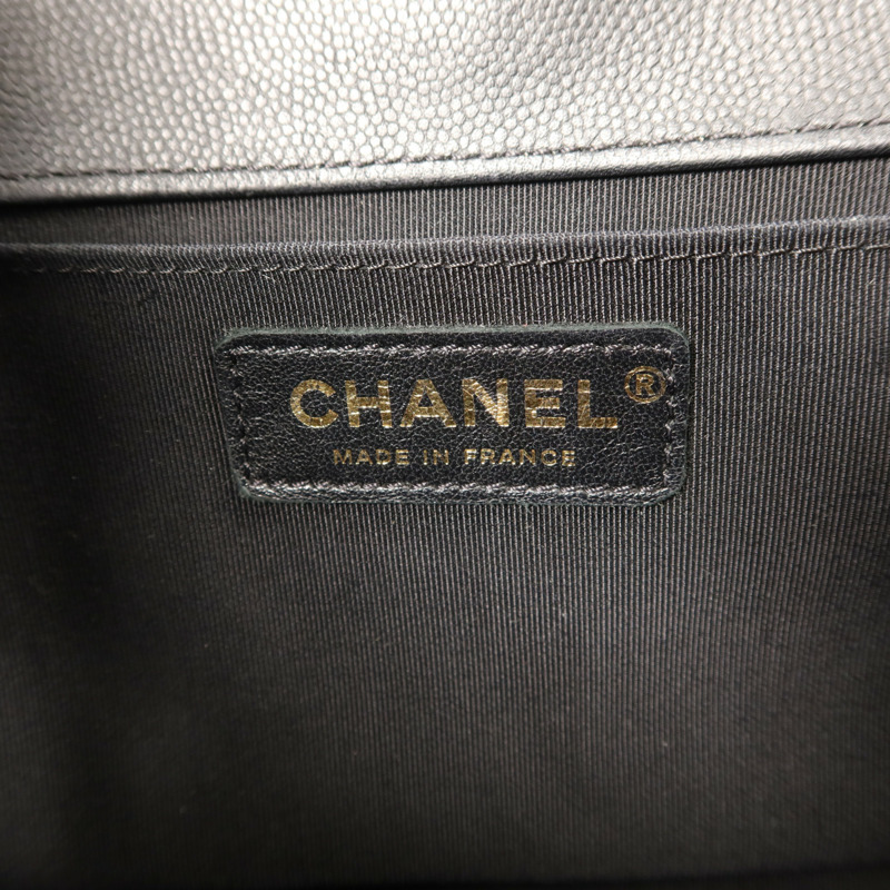 CHANEL 牛皮皮革Boy25金扣鏈帶肩背袋-5