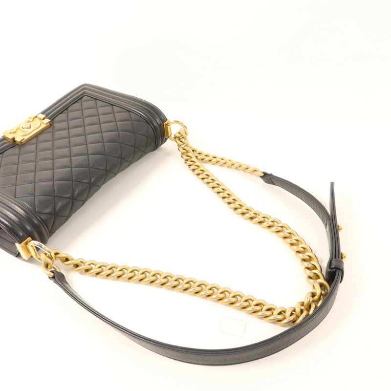 CHANEL 牛皮皮革Boy25金扣鏈帶肩背袋-8